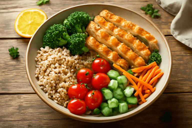 Leichter Hähnchen-Gemüse-Bowl