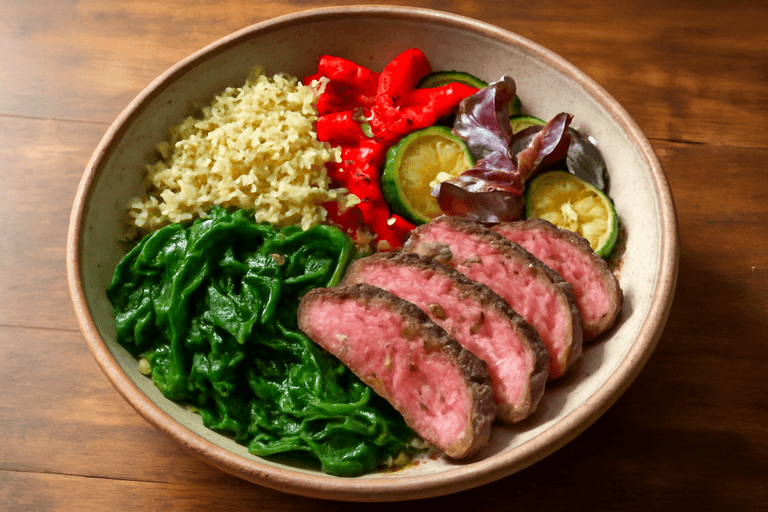 Herzhafte Rindersteak-Bowl mit Quinoa & Gemüse