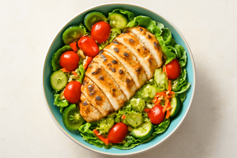 Fräsch kycklingsallad med citronvinägrett