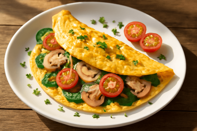 Proteinrik klassisk frukostomelett med grönsaker