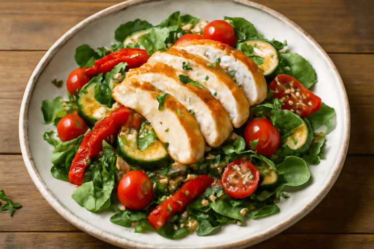 Kyckling- och Quinoasallad med Rostade Grönsaker