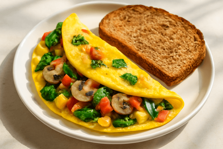 Lean Protein Veggie Omelette with Toast
