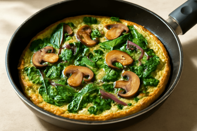 Tortilla de Espinacas y Champiñones Ligera