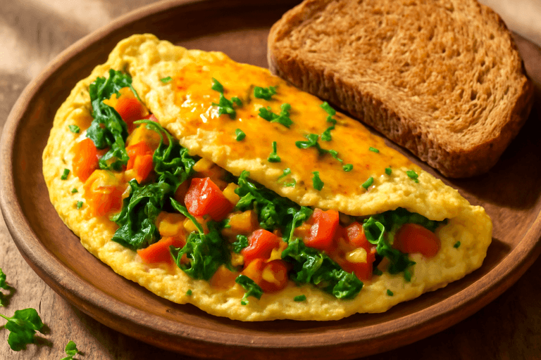 Protein-Packed Veggie Omelette with Whole Grain Toast
