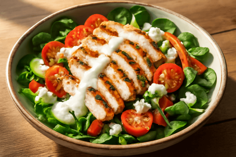 Sałatka z grillowanym kurczakiem i warzywami