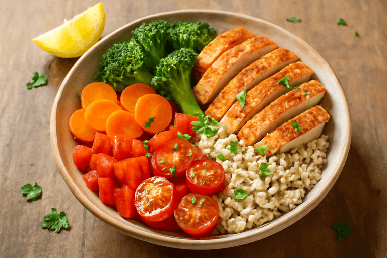 Leichter Hähnchen-Gemüse-Bowl