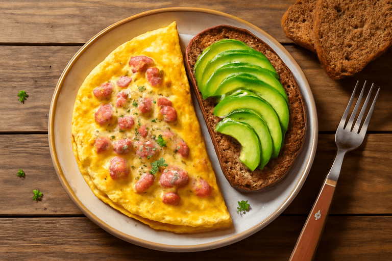 Omelette Proteica Classica con Pane Integrale e Avocado