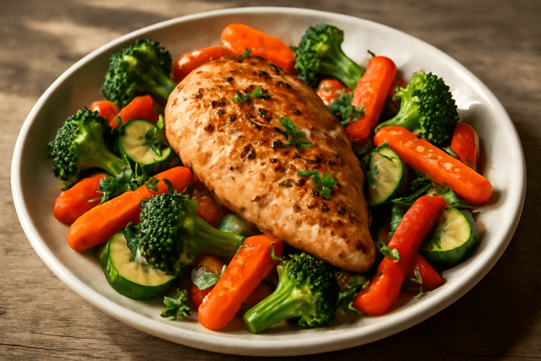 Ofenhähnchen mit Gemüse und Kräutern