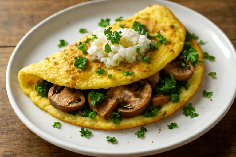 Omelette Énergie du Matin aux Épinards et Champignons
