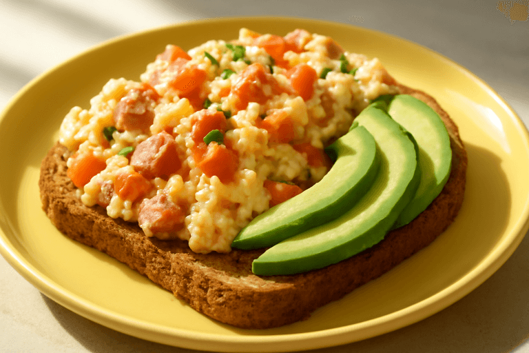 Protein-Power Frühstücks-Rührei mit Vollkornbrot