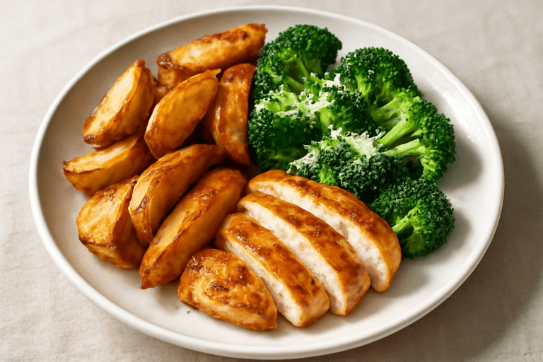 Herzhaftes Hähnchen-Kartoffel-Power-Bowl