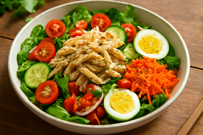 Ensalada de Pollo Clásica Baja en Calorías con Vinagreta de Limón