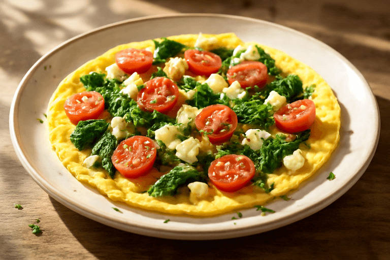 Power-Frühstücks-Omelett mit Spinat und Tomaten