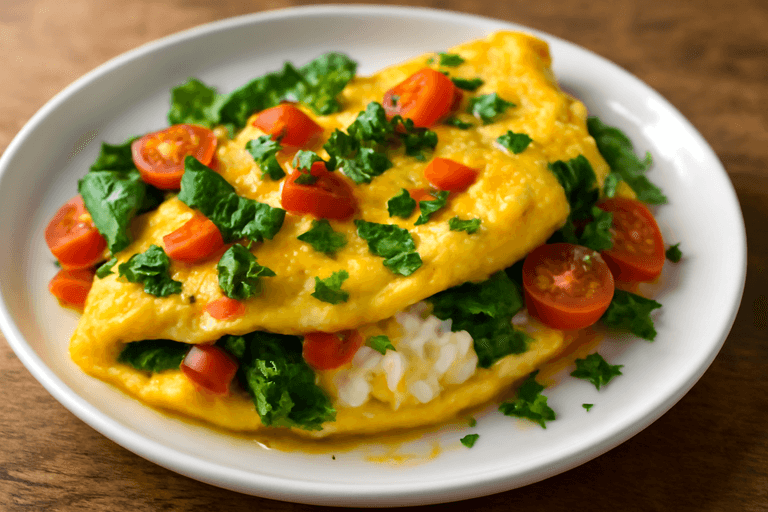 Omletă energizantă cu legume și brânză