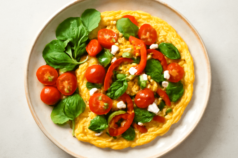 Leichter Gemüse-Omelette-Frühstücksteller
