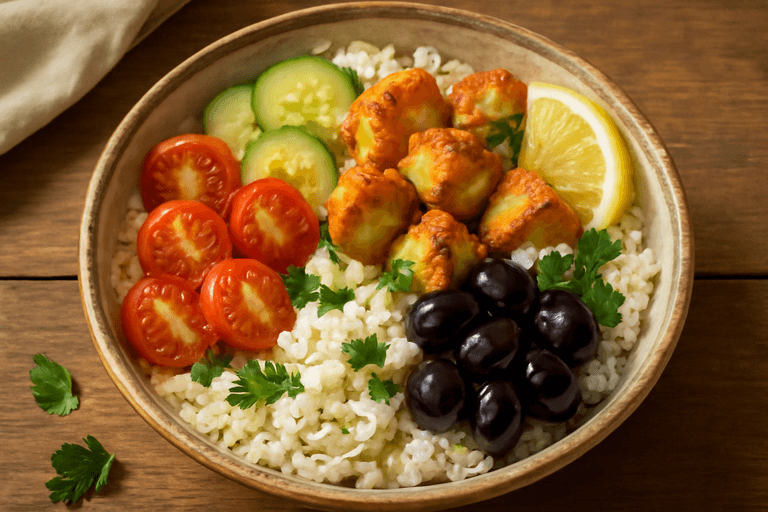 Bowl Proteico di Pollo e Riso alla Mediterranea