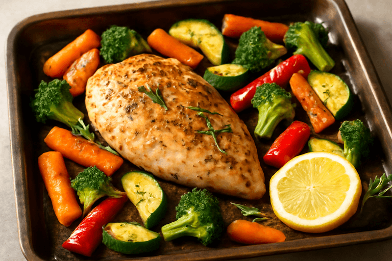 Pui la cuptor cu legume de sezon