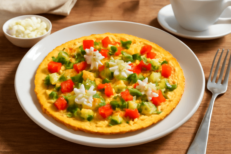 Omletă clasică cu legume fresh și brânză slabă