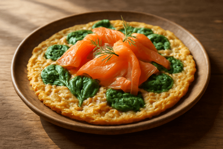 Energigivende Havreomelett med Spinat og Laks