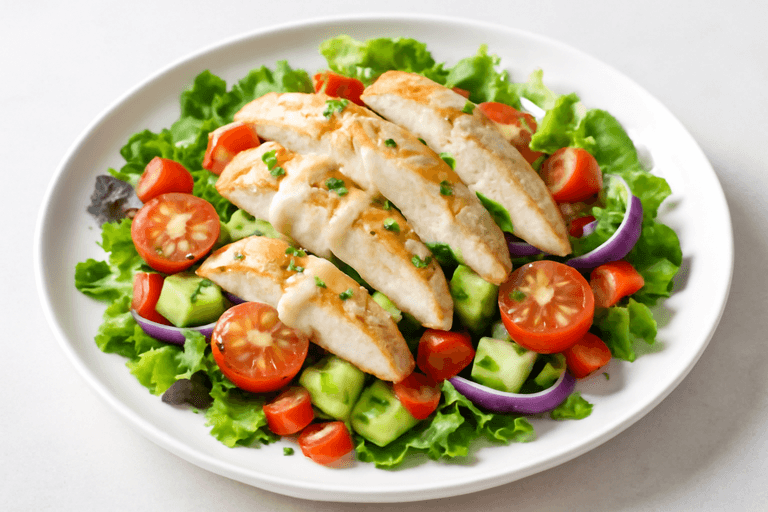 Leichter Hähnchen-Gemüse-Salat mit Zitronen-Dressing