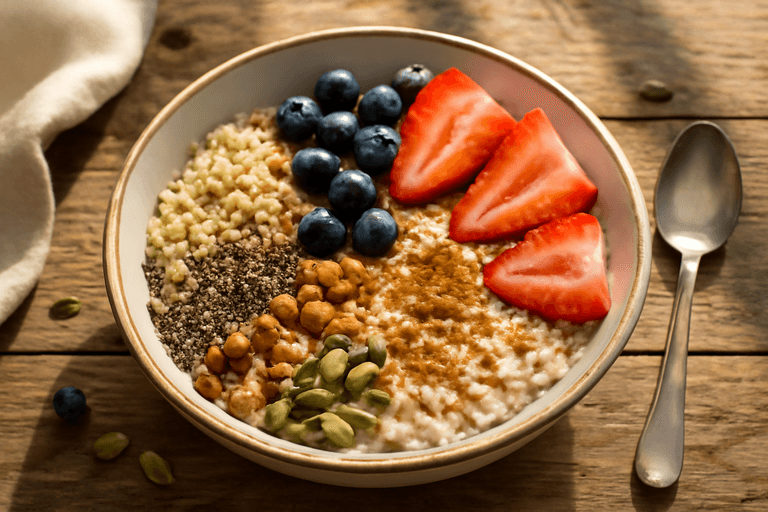 Tazón Energético de Avena y Quinoa con Frutas y Semillas