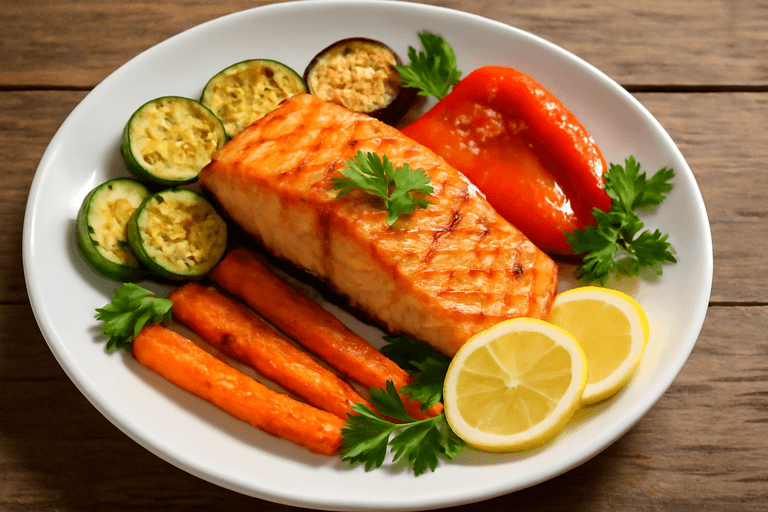 Salmón a la Plancha con Verduras Asadas