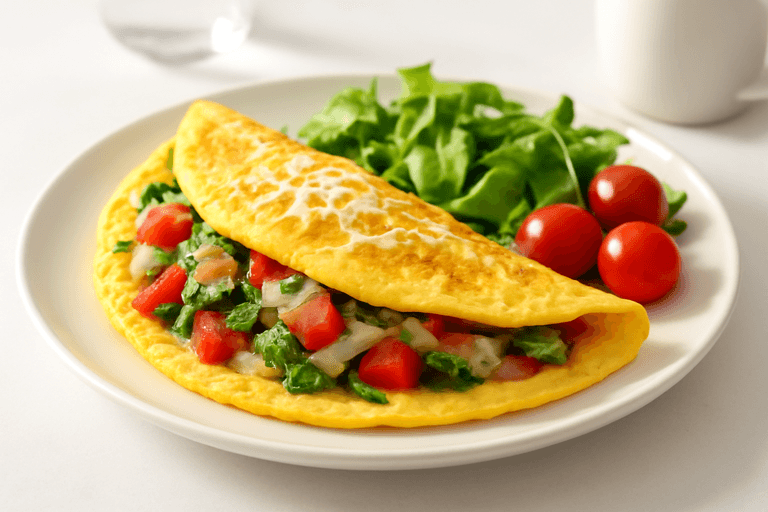 Omletă clasică cu legume și brânză slabă