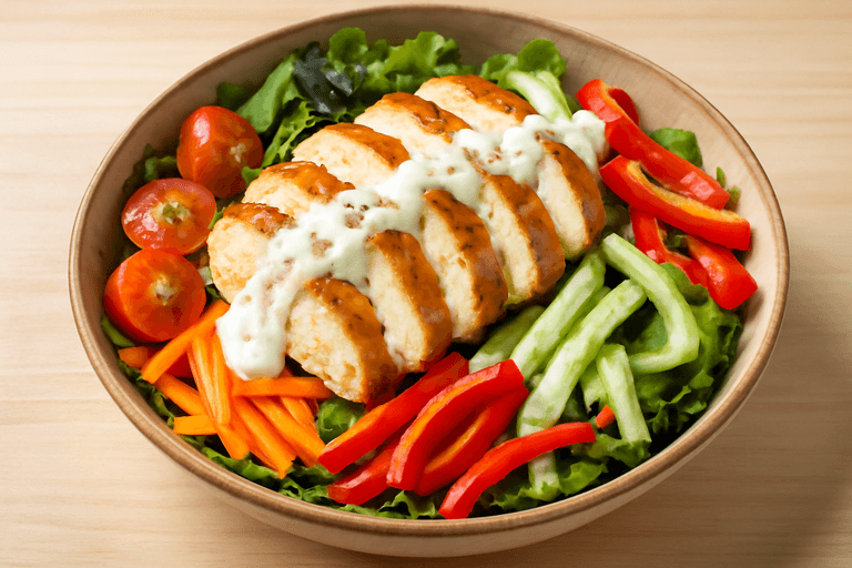 Kleurrijke Gegrilde Kip Salade met Groenten