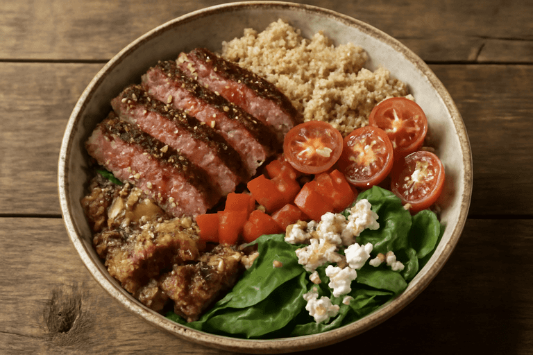 Herzhafte Rindersteak-Bowl mit Quinoa & Gemüse