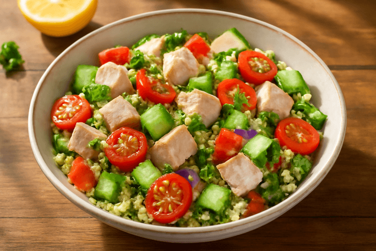 Лёгкий куриный салат с киноа и овощами
