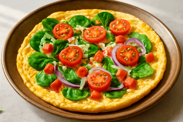 Proteinrik omelett med färska grönsaker