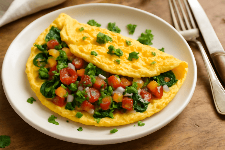 Klassisk ägg- och grönsaksomelett