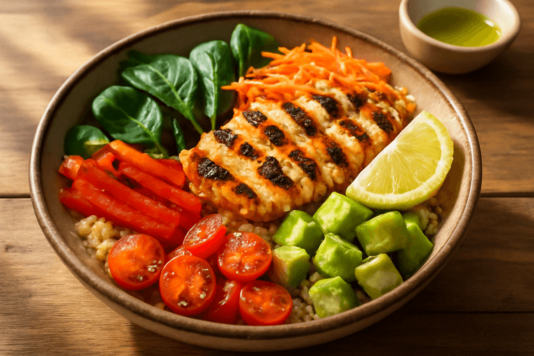 Ensalada de Pollo a la Parrilla con Quinoa y Aguacate