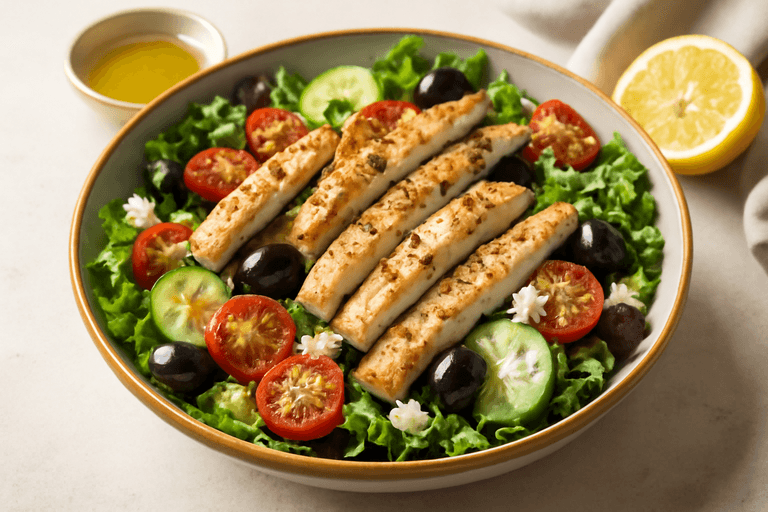 Ensalada Mediterránea de Pollo a la Parrilla