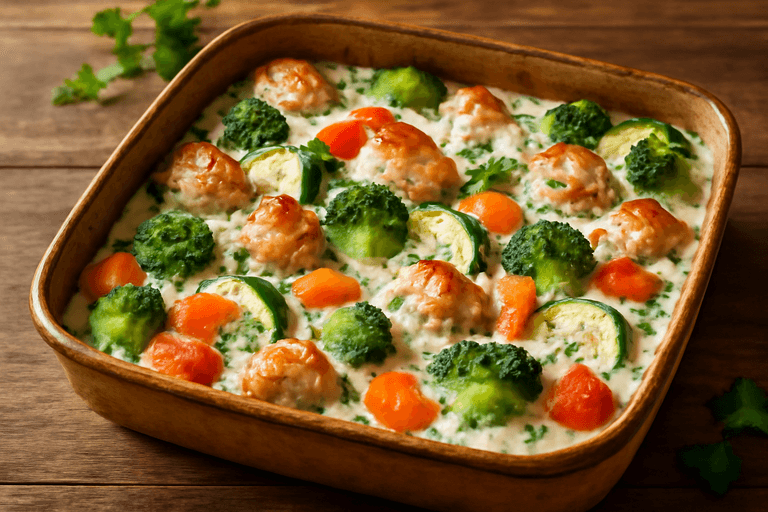 Leichter Hähnchen-Gemüse-Auflauf