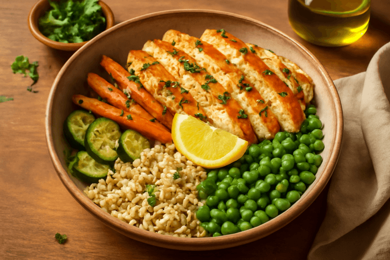 Bowl Energizzante di Pollo alla Griglia con Riso Integrale e Verdure