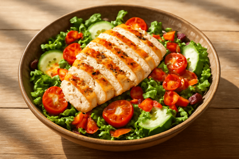 Salată clasică de pui la grătar cu legume crocante