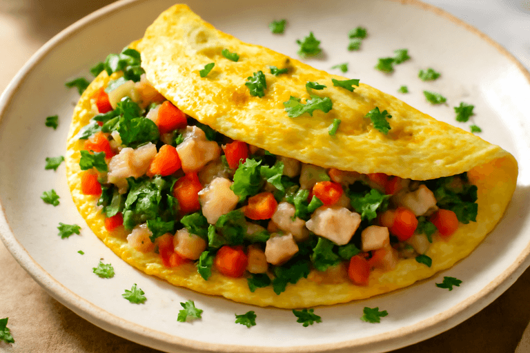 Omelette Clásica de Verduras y Pavo