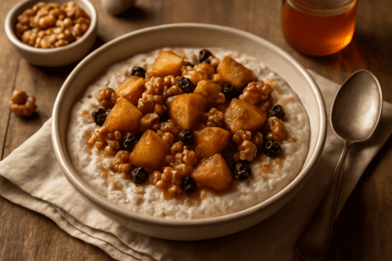 Klassieke Havermout met Gebakken Appel & Walnoten