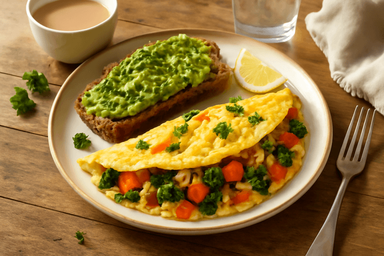 Energizing Veggie Omelette with Avocado Toast