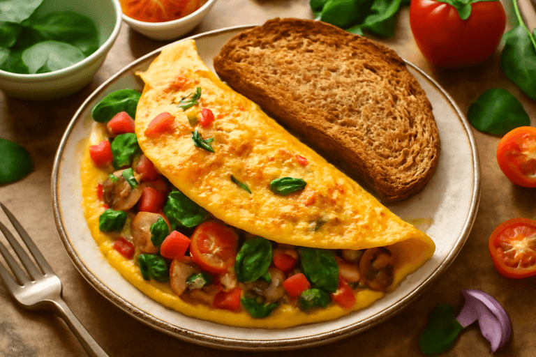 Protein-Packed Veggie Omelette with Whole Grain Toast