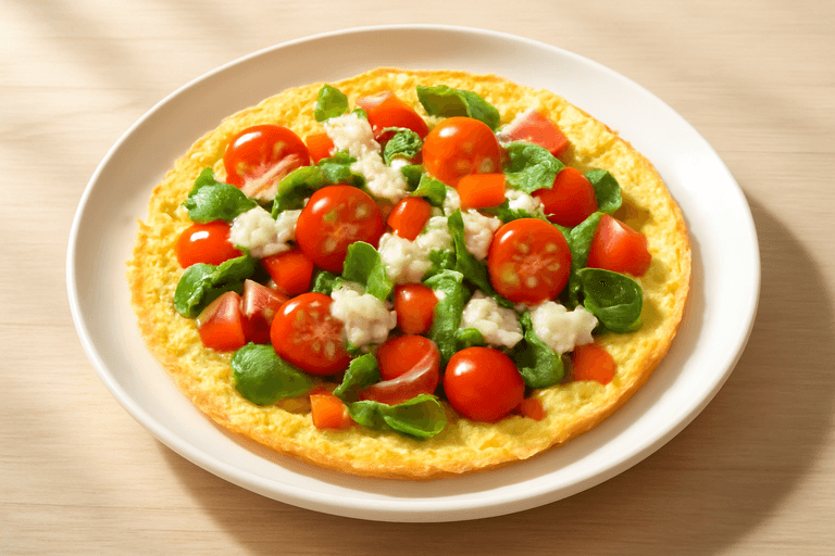 Omletă clasică cu legume și brânză slabă