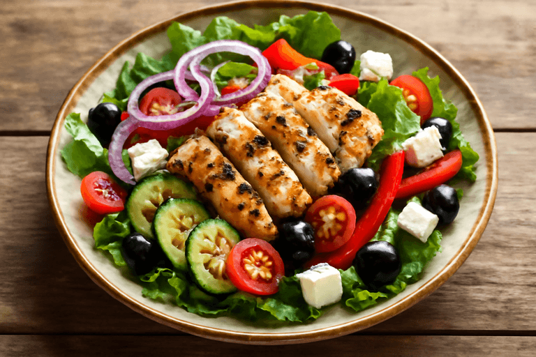 Ensalada Mediterránea de Pollo a la Parrilla