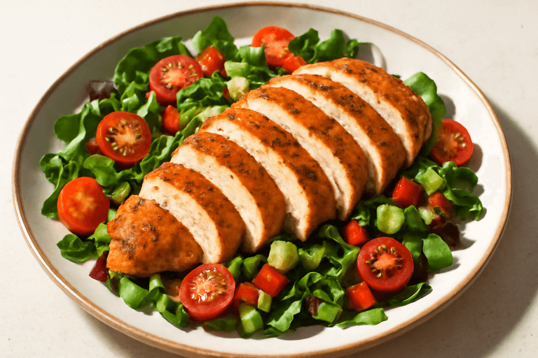 Piept de pui la grătar cu salată de legume proaspete