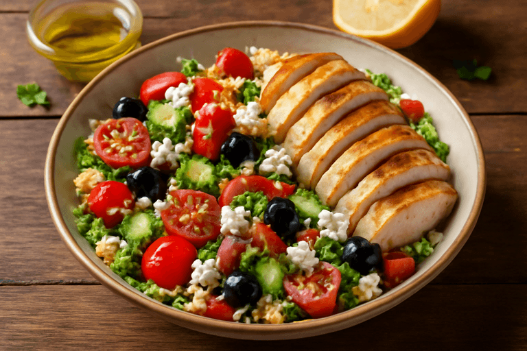 Energie Boost Kipsalade met Quinoa & Mediterrane Groenten