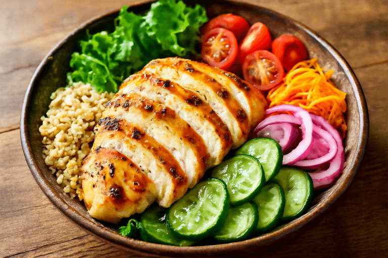 Salad Ayam Panggang Sehat dengan Quinoa dan Sayuran Segar