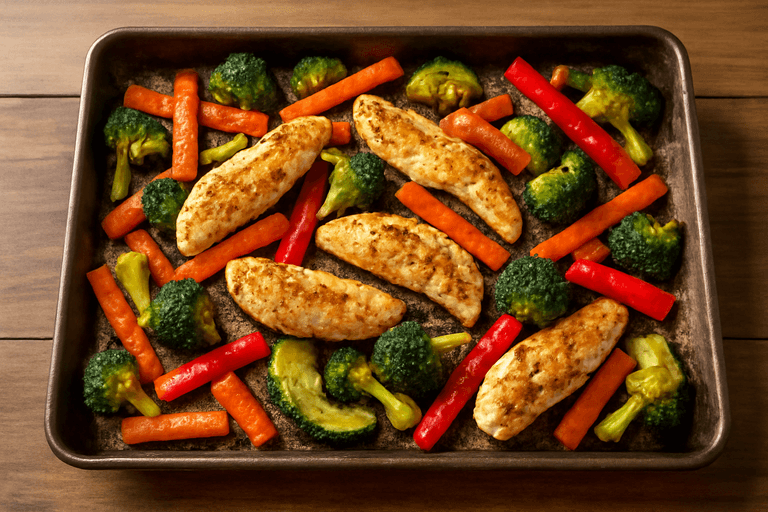 Pui la cuptor cu legume colorate