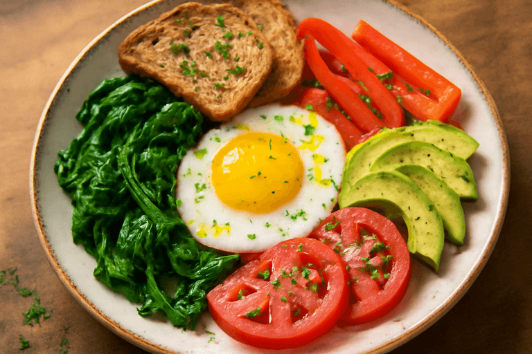 Śniadaniowa miseczka energii z jajkiem i warzywami