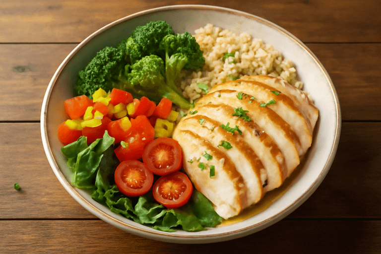 Leichter Hähnchen-Gemüse-Bowl