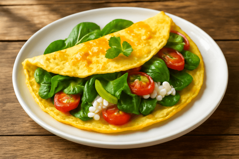 Omletă proteică cu legume și brânză slabă